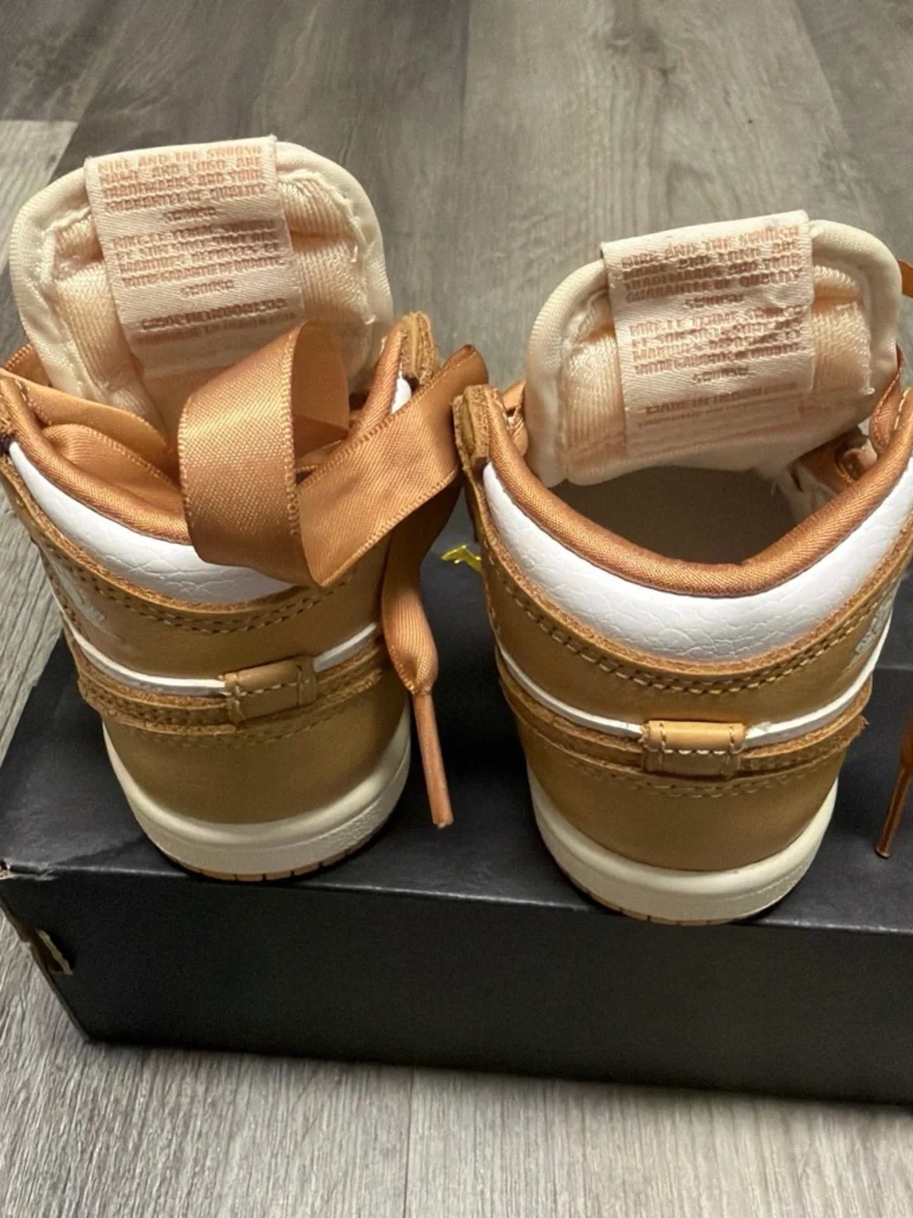 Jordan 1 Retro High OG Toddler (TD) and Tan Satin-Lace High-Top Sneakers
